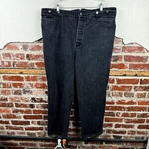 Vintage WAH Maker Jeans Size 44x29 Black Buckleback Suspenders Frontier Western